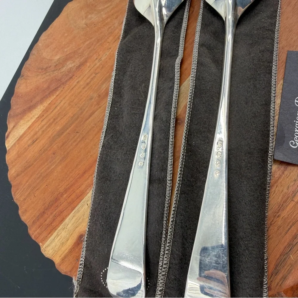 Gerity‎ G-48 Georgian silverplate serving spoon and salad fork set
